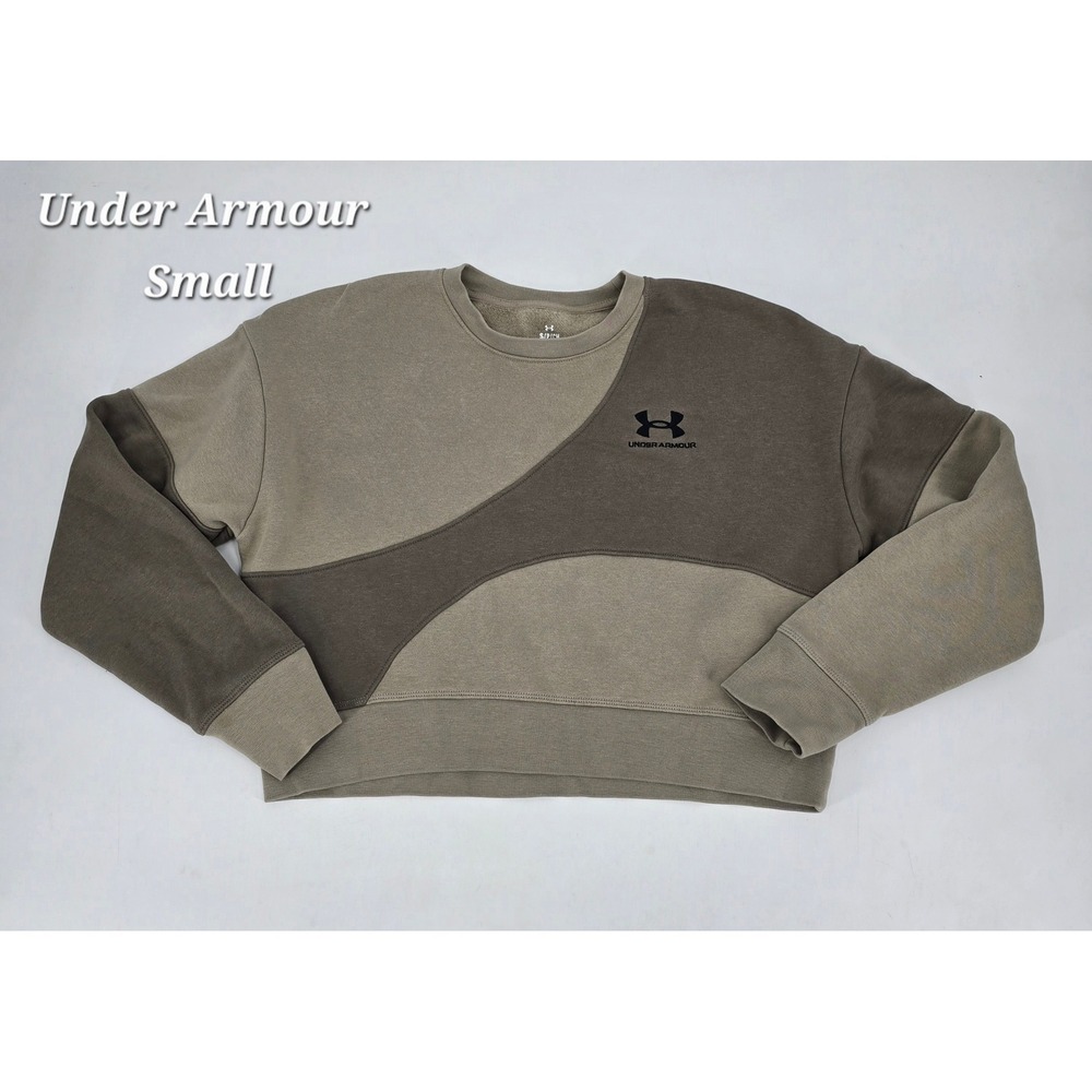 Under Armour Women's S/P Colorblock Cropped Crewneck Sweatshirt Taupe Brown